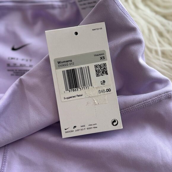 Nike Dri-FIT One High-Waisted 7" Biker Short Lilac Size XS - Picture 9 of 11